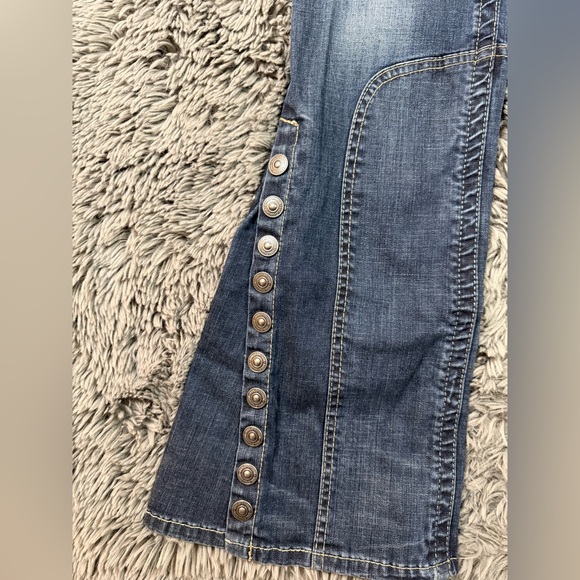 Harley-Davidson Women’s Flare Jeans Size 10 Embellished Snap Leg Moto Denim - Picture 5 of 14